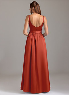 Azazie Elliott Bridesmaid Dresses Rust A-Line with Pockets Stretch Satin Dress image6
