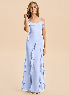 Azazie Phoebe Junior Osłona Marszczony Szyfon Długość podłogi Młodsza druhna Sukienka image1