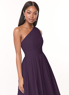 Azazie Katrina Jurken voor bruidsmeisjes Jurk van Chiffon met A-Lijn One-Shoulder Pruim image5