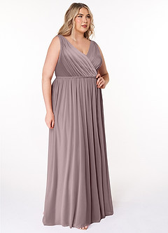 Azazie Tanicia Bridesmaid Dresses Dusk A-Line V-Neck Pleated Mesh Dress image8