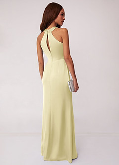 Barbie ♥ Azazie Robes de demoiselle d'honneur Robe Fourreau en Satin extensible Sorbet Citron image2