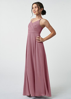 Azazie Avelina Junior Vintage Mauve A-Line Pleated Chiffon Dress image4