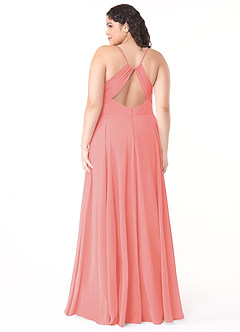 Azazie Avelina Bridesmaid Dresses Coral A-Line V-Neck Pleated Chiffon Dress image7
