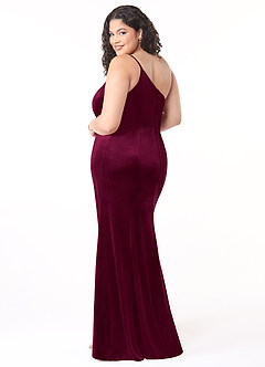 Azazie Kala Bridesmaid Dresses Cabernet A-Line One Shoulder Velvet Dress image9