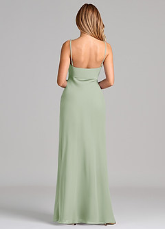 Azazie Tianna Final Sale Dusty Sage Sheath Chiffon Dress image2