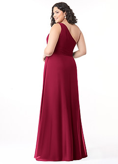 Azazie Dallas Bridesmaid Dresses Burgundy A-Line One Shoulder Chiffon Dress image7