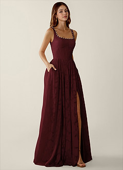 Megan Wine Lace A-line Prom Dress image4