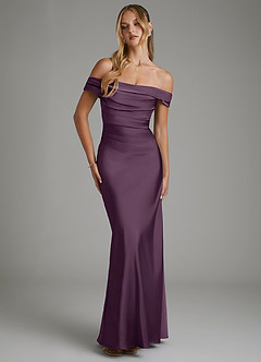 Azazie Hayden Bridesmaid Dresses Plum Mermaid Corset Stretch Satin Dress image5