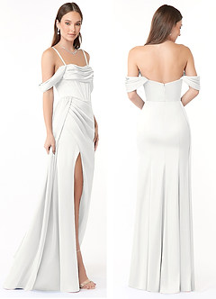 Azazie Amyra Šaty pre družičky Morská panna Z ramena Strečový satén Dĺžka podlahy Šaty image8