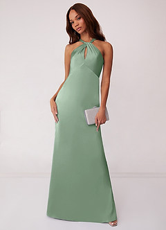 Barbie ♥ Azazie Brautjungfernkleider Etui Stretch-Satin Kleid Agave image1