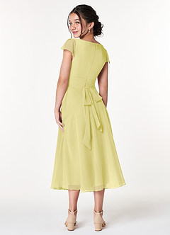 Azazie Payton Junior A라인 절하다 쉬폰 티 길이 주니어 신부 들러리 드레스 image2