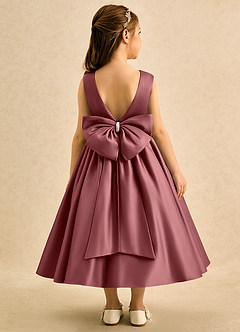 Azazie Doodle Flower Girl Dresses Amethyst Ball-Gown Bow Matte Satin Dress image2