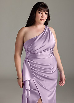 Azazie Maive Robes de demoiselle d'honneur Robe Fourreau en Satin extensible Rayé Frostiges Flieder image6