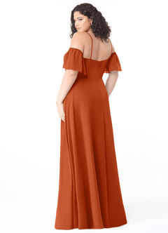 Azazie Sue Bridesmaid Dresses Burnt Orange A-Line Off the Shoulder Chiffon Convertible Dress image10