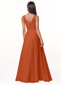 Azazie Nala Bridesmaid Dresses Burnt Orange A-Line Pleated Chiffon Dress image2