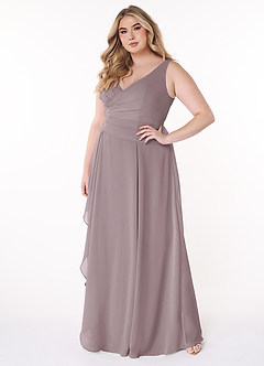 Azazie Kori Brautjungfernkleider A-Linie Plissee Chiffon Kleid Dämmerung image8