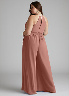 Azazie Kenzi Abiti da Damigella Tuta in Chiffon Plissettato Cedro Rosa image9