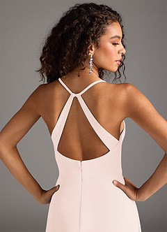 Azazie Davis Brautjungfernkleider A-Linie Plissee Stretch-Krepp Kleid Zartrosa image3