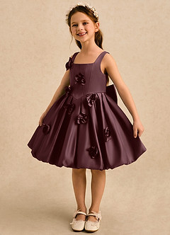 Azazie Lillian vestidos de niña de las flores Vestido Sangrado de Satin Mate de Vestido de princesa con Plisado image1