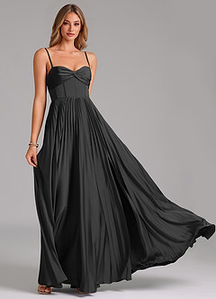 Azazie Akiko Brautjungfernkleider A-Linie Herzausschnitt Stretch-Satin Kleid Schwarz image5