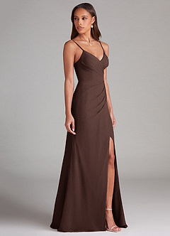 Azazie Maci Brudtärnklänningar Klä av Tubklänning i Chiffong Plisserad Ganache image4