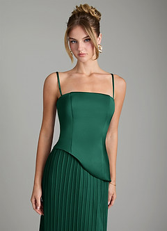 Azazie Tierney Bridesmaid Dresses Emerald A-Line Strapless Chiffon Convertible Dress image2