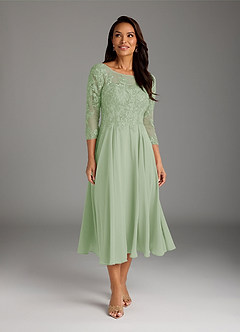 Azazie Marge Mother of the Bride Dresses Dusty Sage A-Line Scoop Lace Chiffon Dress image2