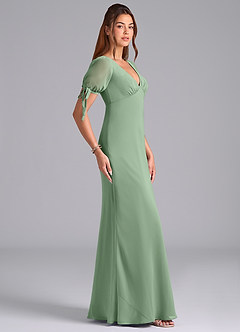 Azazie Pheby Bridesmaid Dresses Matcha A-Line Pleated Chiffon Dress image5