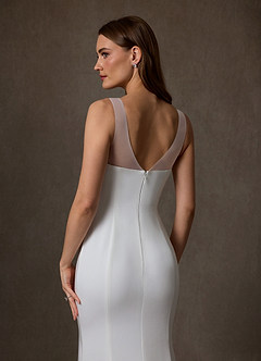Azazie Naia Wedding Dresses Diamond White Mermaid Crepe Back Satin Dress image6