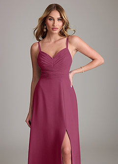 Azazie Terese Bridesmaid Dresses Mulberry A-Line Pleated Chiffon Dress image5