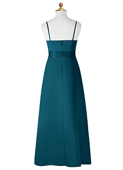 Azazie Anina Junior Robe Trapèze en Mat Satiné Arc Bleu Encre image8