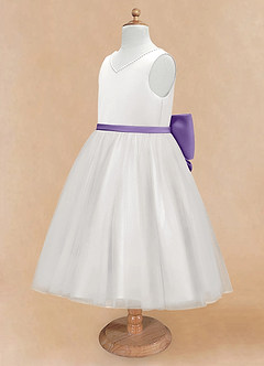 Azazie Seline Flower Girl Dresses Ivory Tahiti A-Line Bow Tulle Dress image8