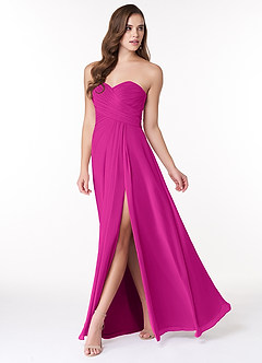 Azazie Arabella Allure Bridesmaid Dresses Fuchsia A-Line Sweetheart Neckline Chiffon Convertible Dress image3