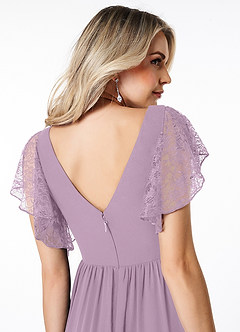 Azazie Zella Bridesmaid Dresses Wisteria A-Line Lace Chiffon Dress image6