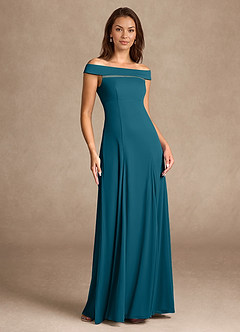 Azazie Ewa Mother of the Bride Dresses Ink Blue A-Line Off the Shoulder Mesh Dress image7