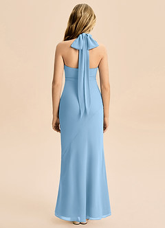 Azazie Velli Junior Meerjungfrau-Linie Hoher Kragen Chiffon Kleid Stahlblau image2