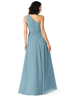 Azazie Mathilda Final Sale Moody Blue A-Line One Shoulder Chiffon Dress image2