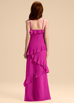 Azazie Evara Junior Abito A-Line in Chiffon Fucsia image2