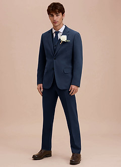 front Ethan Dark Navy Refined Weave 3-piece Suit