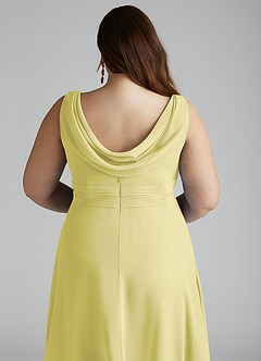 Azazie Karina Bridesmaid Dresses Lemon Sorbet A-Line Pleated Chiffon Dress image10