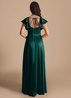 Azazie Bondi Bridesmaid Dresses Pine A-Line Bow Metallic Satin Dress image3