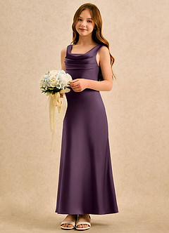 Azazie Raspberry Girls Formal Flower Girl Klänningar Klä A-Line i Stretch Satin Plisserad image1