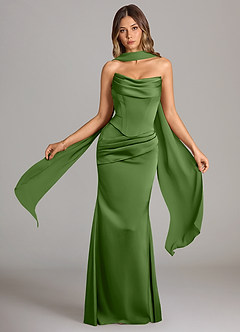 Azazie Sorrel Bridesmaid Dresses Basil Mermaid Strapless Stretch Satin Convertible Dress image1