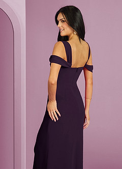 Barbie ♥ Azazie Bridesmaid Dresses Plum A-Line Off the Shoulder Chiffon Dress image2