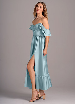Azazie Anaya Bridesmaid Dresses Moody Blue A-Line Sweetheart Neckline Stretch Satin Convertible Dress image4