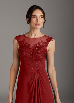 Azazie Endora Mother of the Bride Dresses Rust A-Line Scoop Lace Chiffon Dress image2