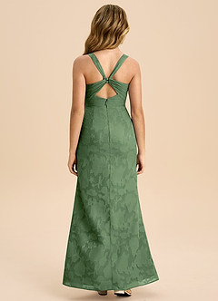 Azazie Mero Junior Eucalyptus Sheath Pleated Floral Burnout Dress image8