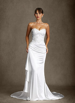 Azazie Angel Wedding Dresses Diamond White Mermaid Strapless Charmeuse Dress image5