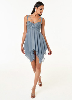 Azazie Spring Summer Mini Dresses Party Dresses Sleeveless Strapless Powder Blue