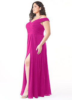 Azazie Audrianna Robes de demoiselle d'honneur Robe Trapèze Convertible en Mousseline de soie Schulterfrei gerafft Fuchsia image9